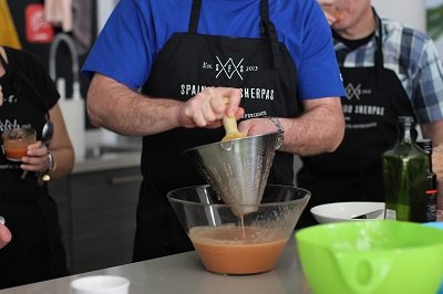 preparing gazpacho soup