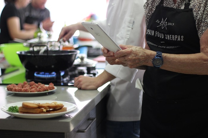 preparing meatballs in almond sauce on our cooking classes in malaga preparing meatballs in almond sauce on our cooking classes in malaga