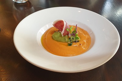 salmorejo with avocado tapa granada