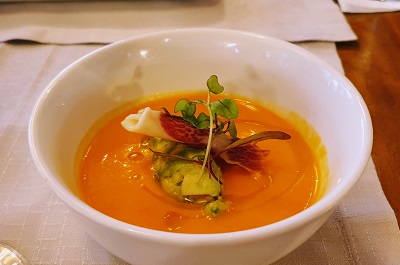 locally grown mango and avocado salmorejo