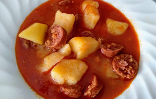 Traditional potatos and chorizo recipe from la rioja